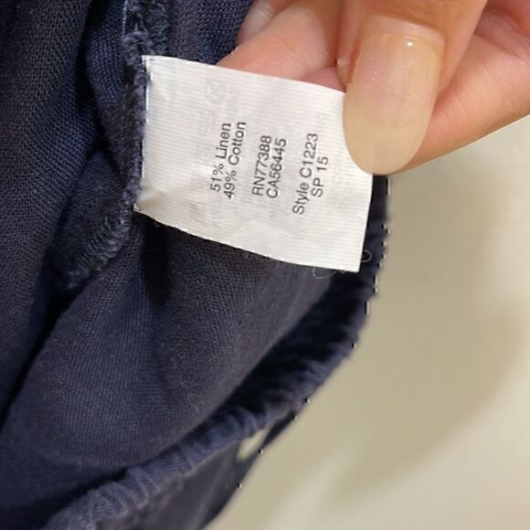 J.Crew  linen/ Cotton Navy Drawstring pants Size 2 - Picture 6 of 6